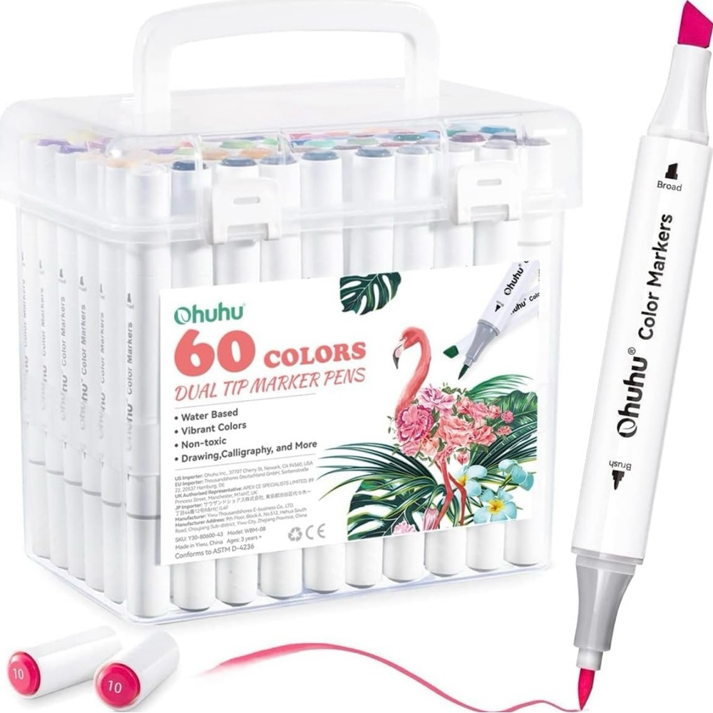 Ohuhu | 60 Colors Dual Tip Marker Pens - Almost Brand New